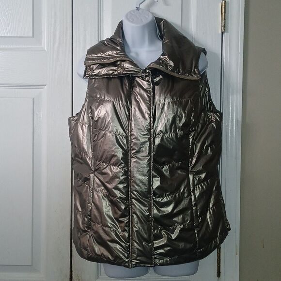 Chico's Jackets & Blazers - Chico's  gold  metal metallic puffer vest  Chico's Sz 1   Regular Sz 8 NWOT